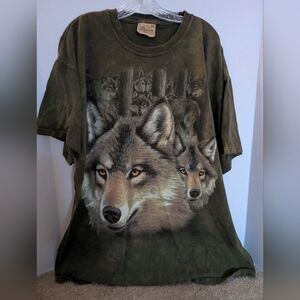 Vintage Wolf T Shirt Classic Graphic Tee Shirts Artist Painting The Mountain XXL